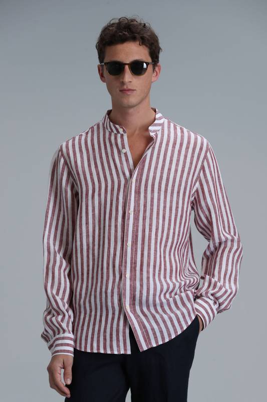 Men Basic Shirt Comfort Fit Burgundy - 3