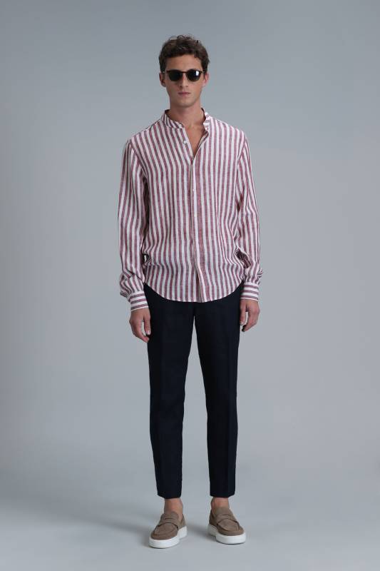 Men Basic Shirt Comfort Fit Burgundy - 4