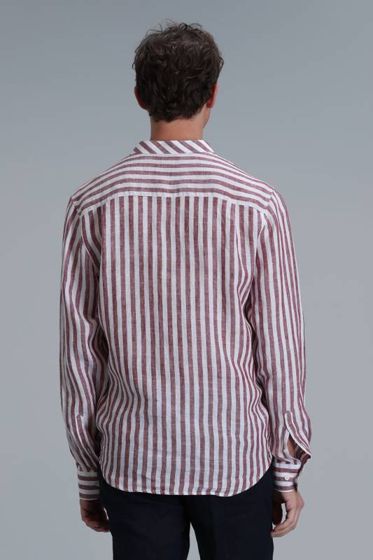 Men Basic Shirt Comfort Fit Burgundy - 6