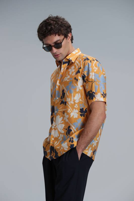 Men Basic Shirt Regular Fıt Yellow - 3