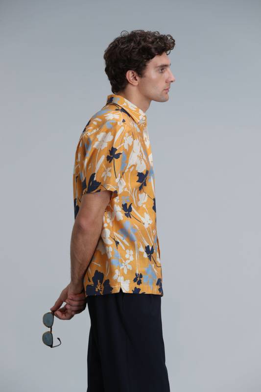 Men Basic Shirt Regular Fıt Yellow - 5