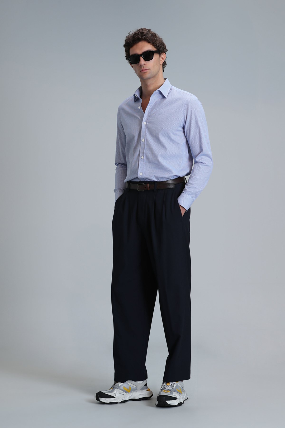 Menar Men's Basic Shirt Comfort Fit Blue - LUFIAN