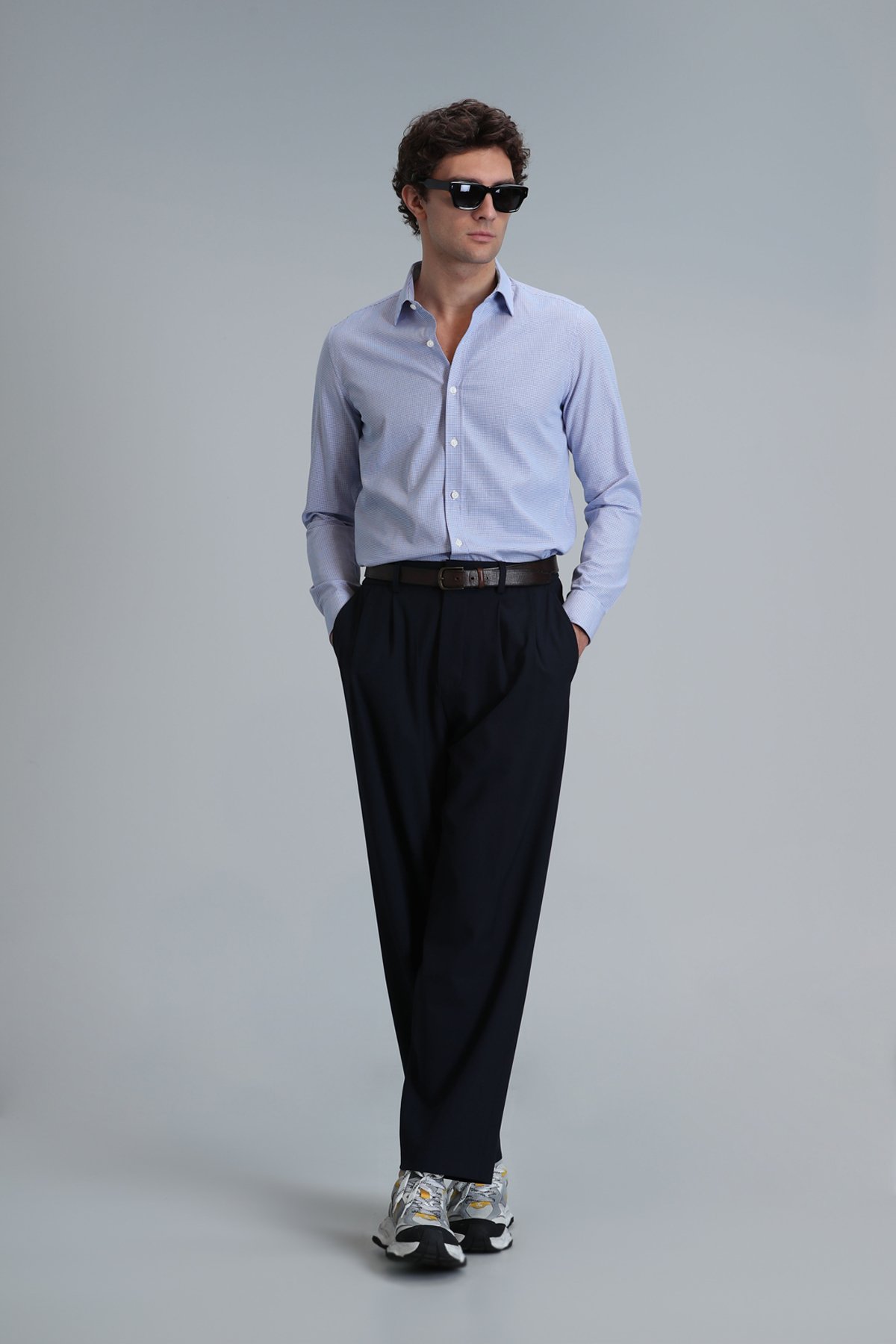 Menar Men's Basic Shirt Comfort Fit Blue - LUFIAN