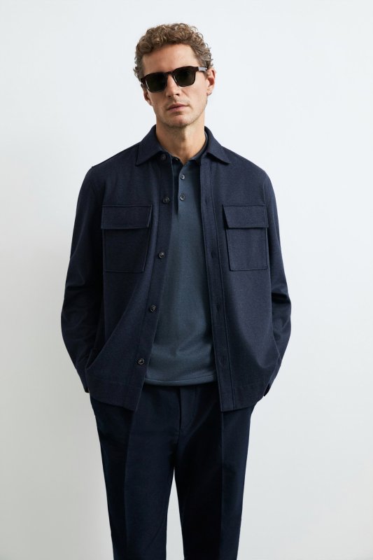 Men's Lıghtweıght Shırt Jacket Regular Fıt Navy