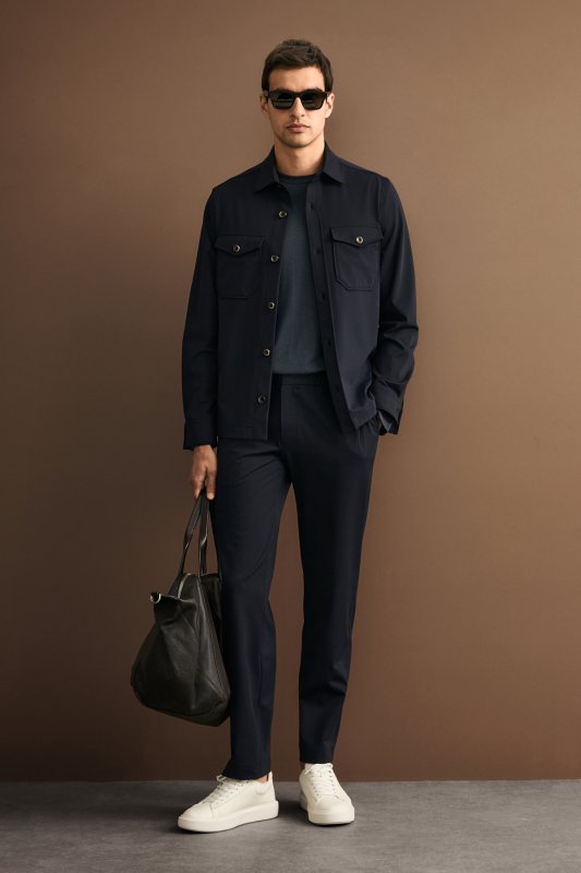 Men's Lıghtweıght Shırt Jacket Regular Fıt Navy