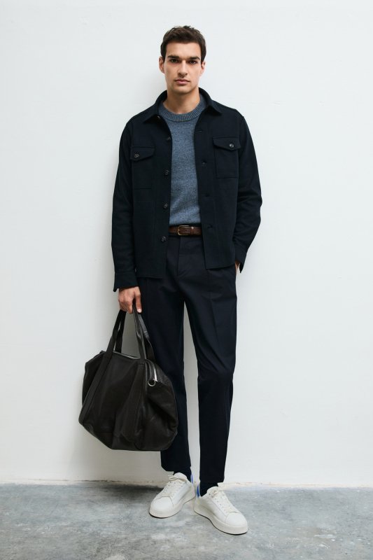 Men's Lıghtweıght Shırt Jacket Regular Fıt Navy
