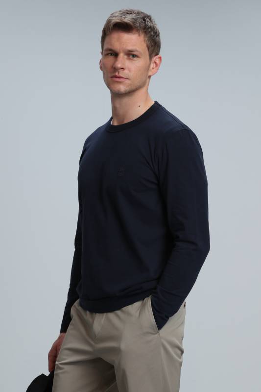 Merlın Mens Long Arm T - Shirt Navy - 3