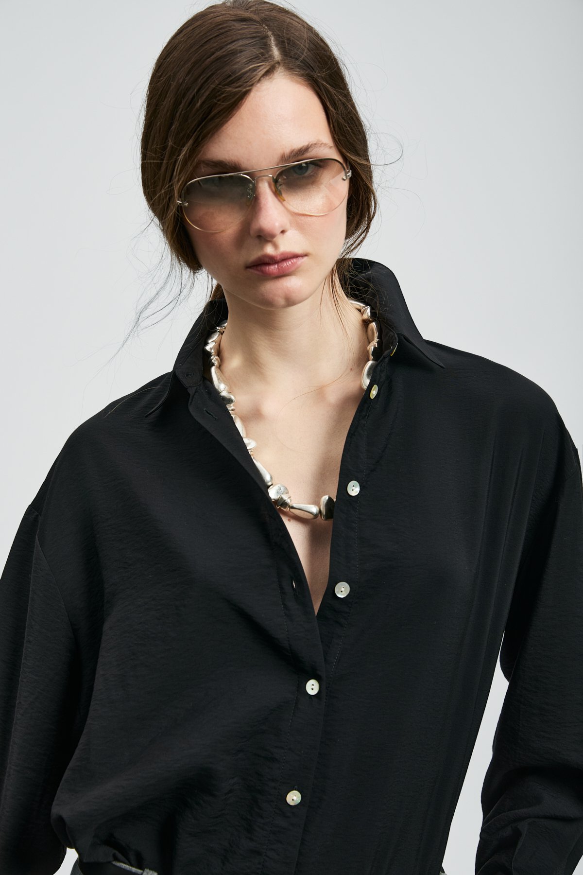 Mıla Women's Silk Shirt Black - LUFIAN