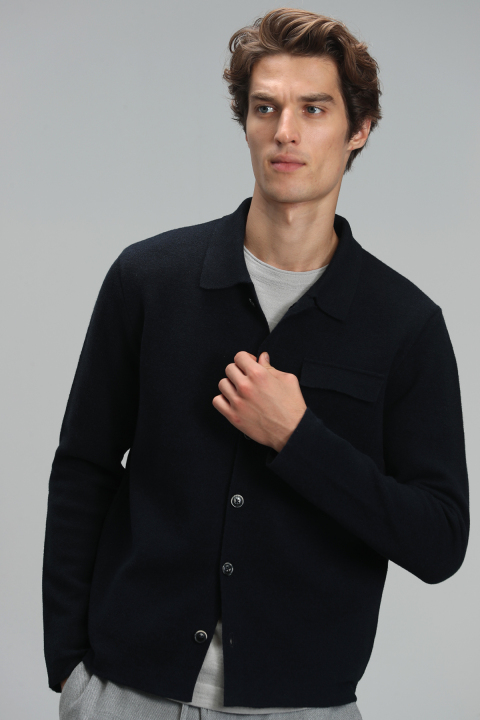 Morgan Male Cardigan Navy - Lufian