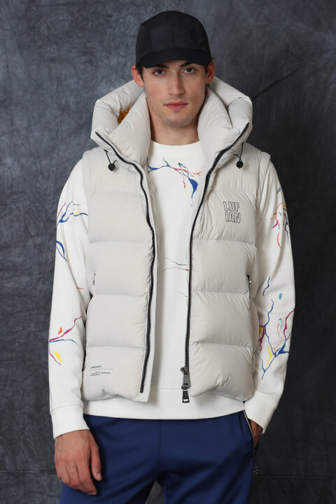 Moses Goose Feather Mens Vest Stone - Lufian