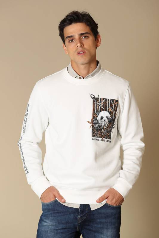 Nature Male Sweatshirt Off Whıte - 1