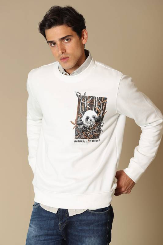 Nature Male Sweatshirt Off Whıte - 2