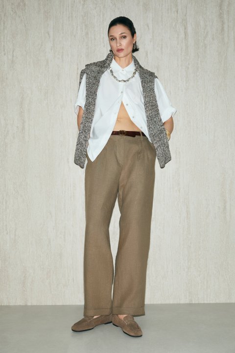 Navasa Women's Camel-Colored Trousers - Lufian