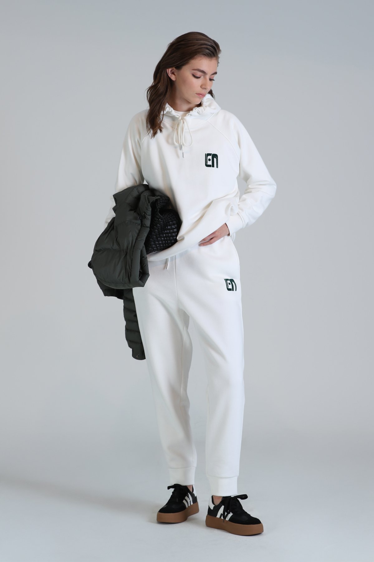 Nıce Knitted Women's Sweatpants Off White - LUFIAN
