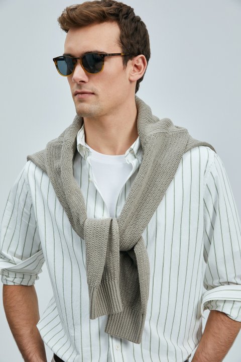 Nıcer Men's Basic Shirt Regular Fit Green - LUFIAN