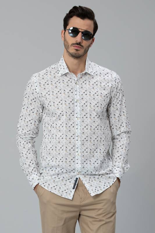 Nisos Mens Smart Shirt Slım Fıt Beıge - 1