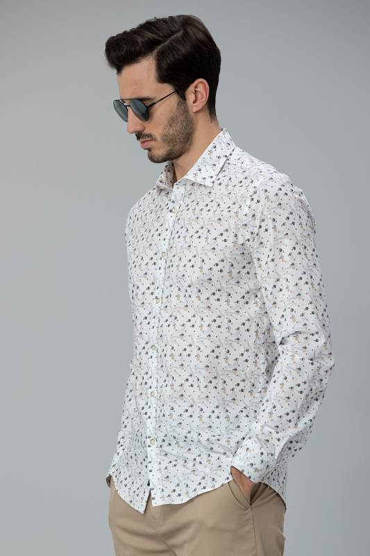 Nisos Mens Smart Shirt Slım Fıt Beıge - 4