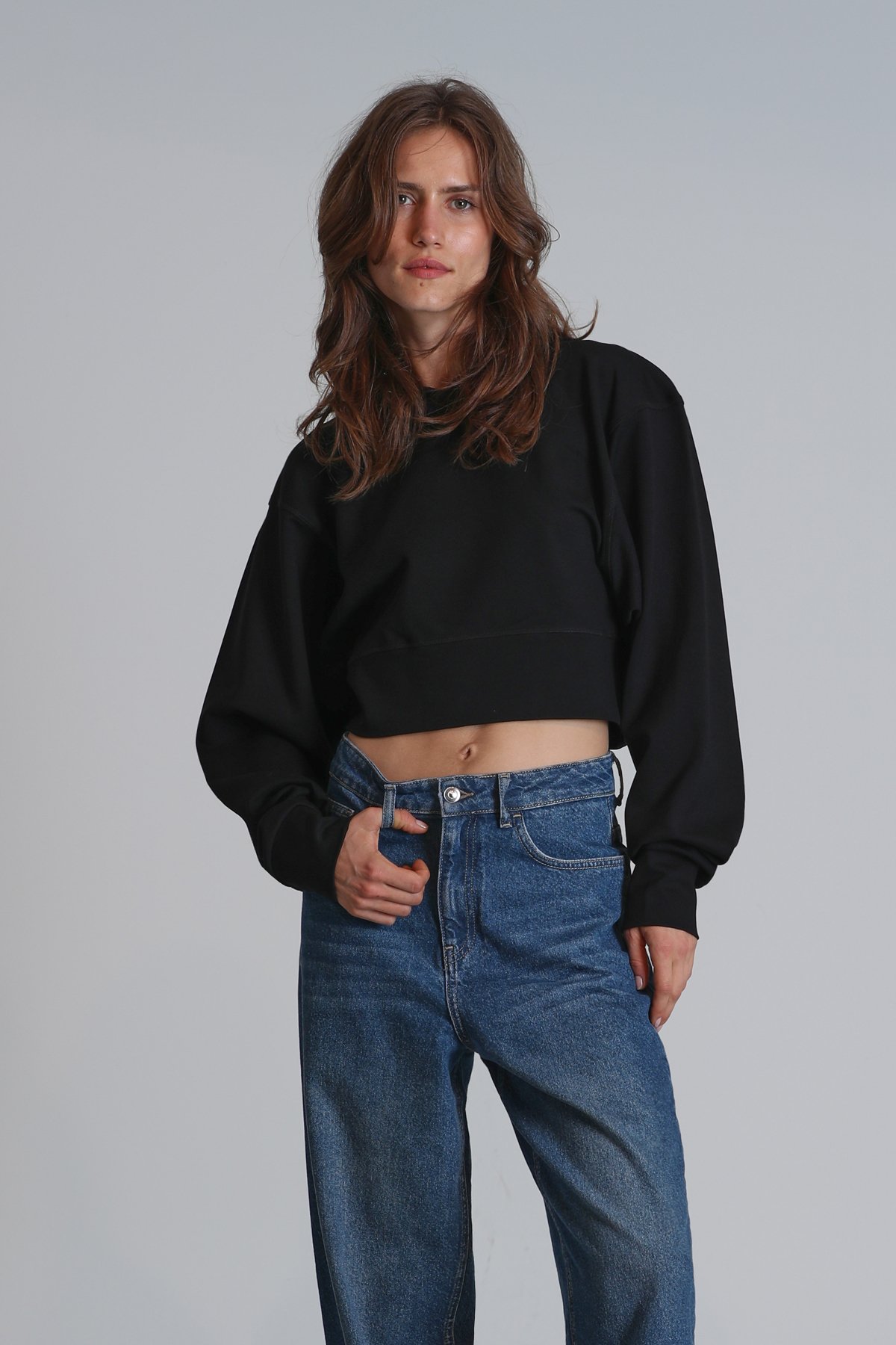 Olıvıa Women's Knitted Sweatshirt Black - LUFIAN