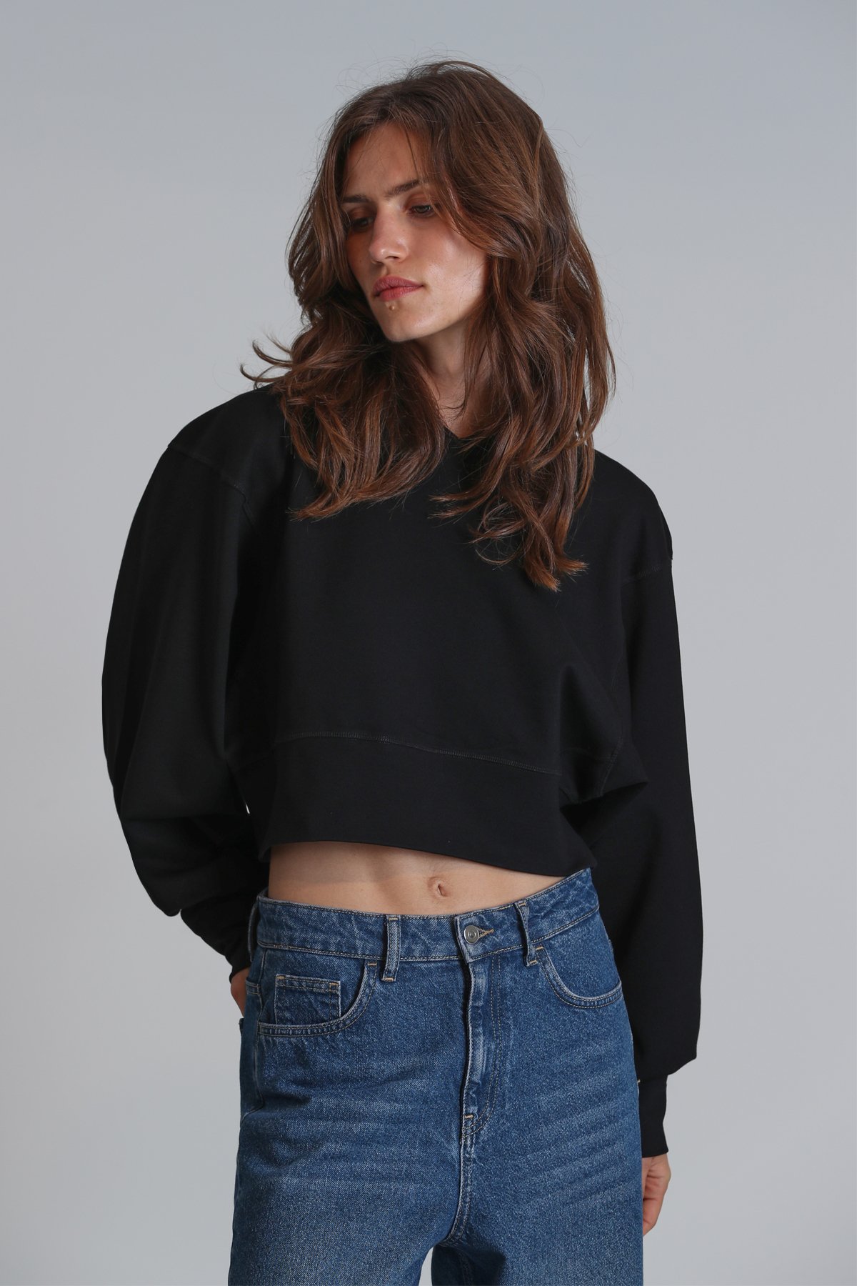 Olıvıa Women's Knitted Sweatshirt Black - LUFIAN