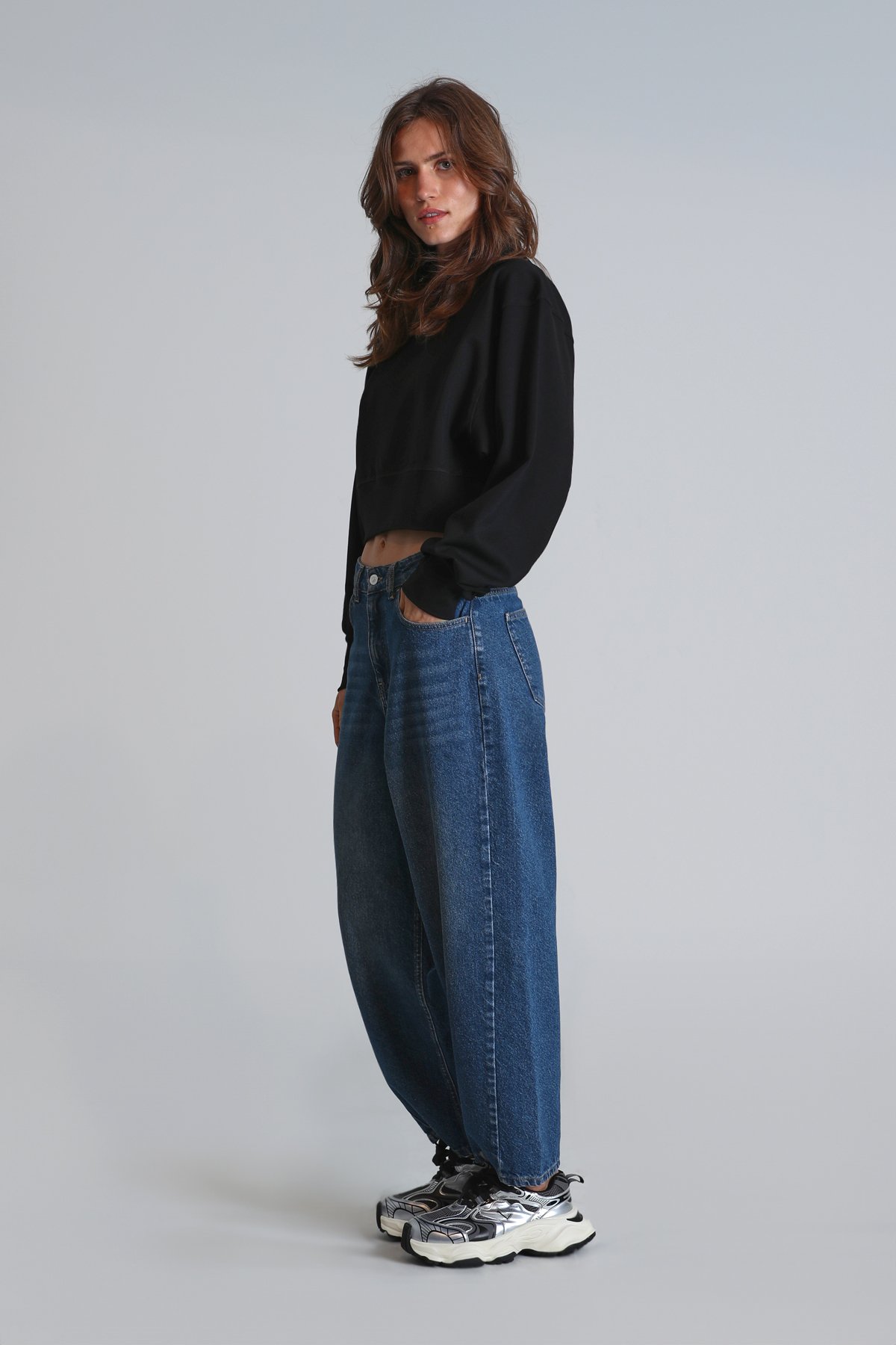Olıvıa Women's Knitted Sweatshirt Black - LUFIAN
