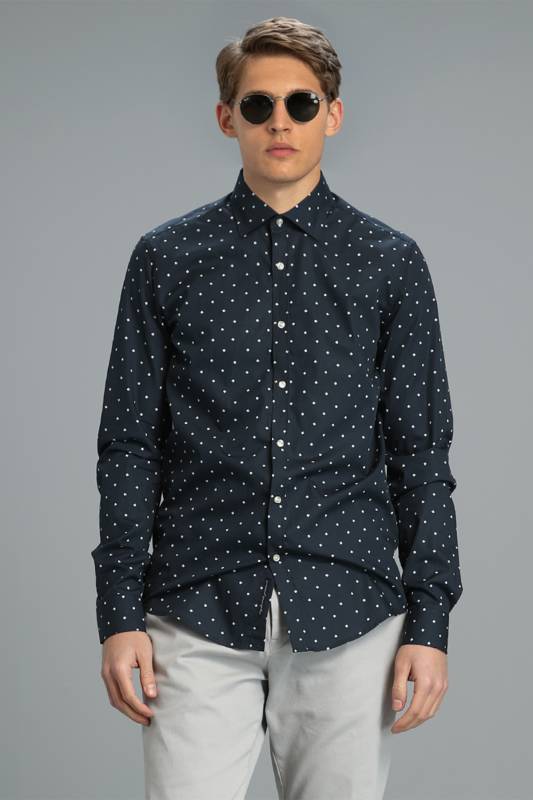 Ontto Mens Smart Shirt Slım Fıt Navy - 1