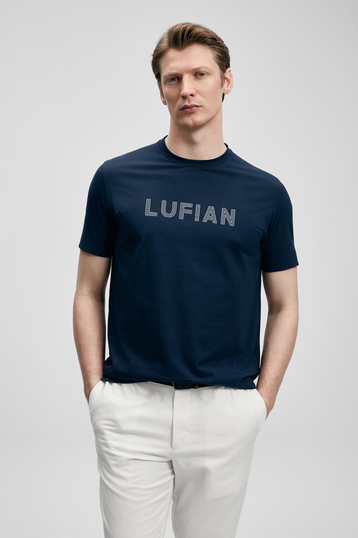 Oscar Modern Graphic T-Shirt Navy Blue - LUFIAN
