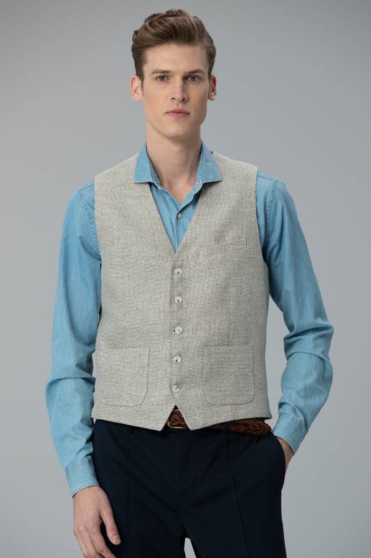 Palma Classic Mens Vest Beıge - 1