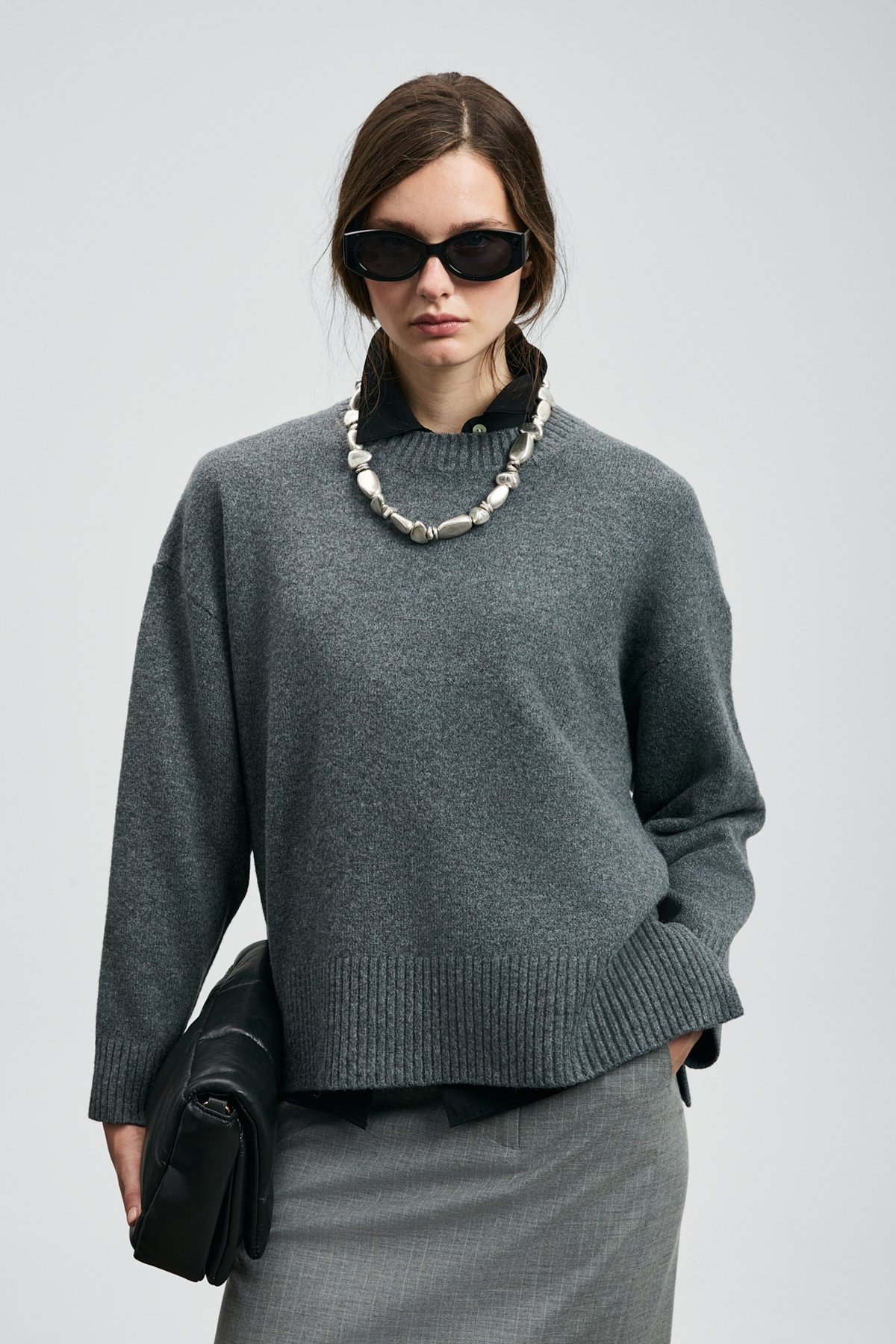 Pamela Women's Sweater Anthracite - LUFIAN