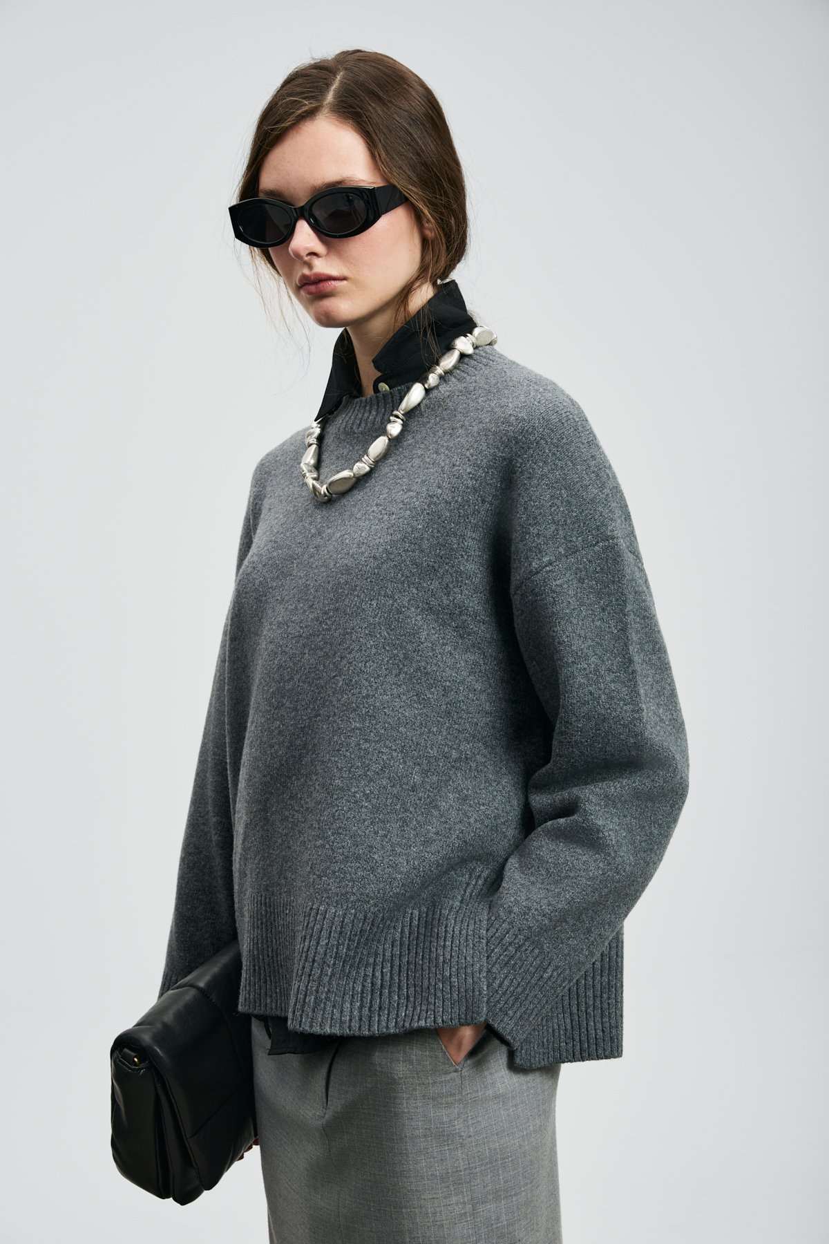Pamela Women's Sweater Anthracite - LUFIAN