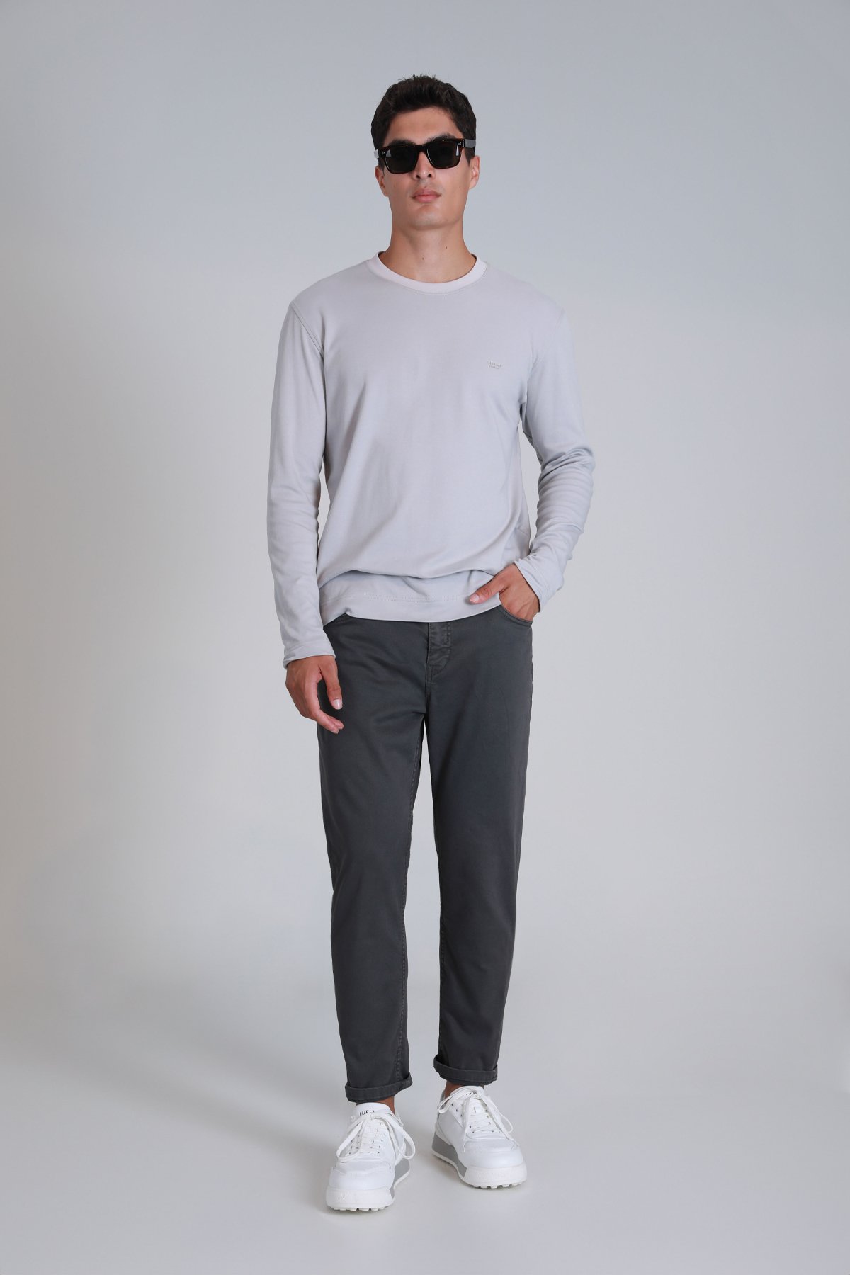 Patrıce Men's Long Sleeve T-Shirt Stone - LUFIAN