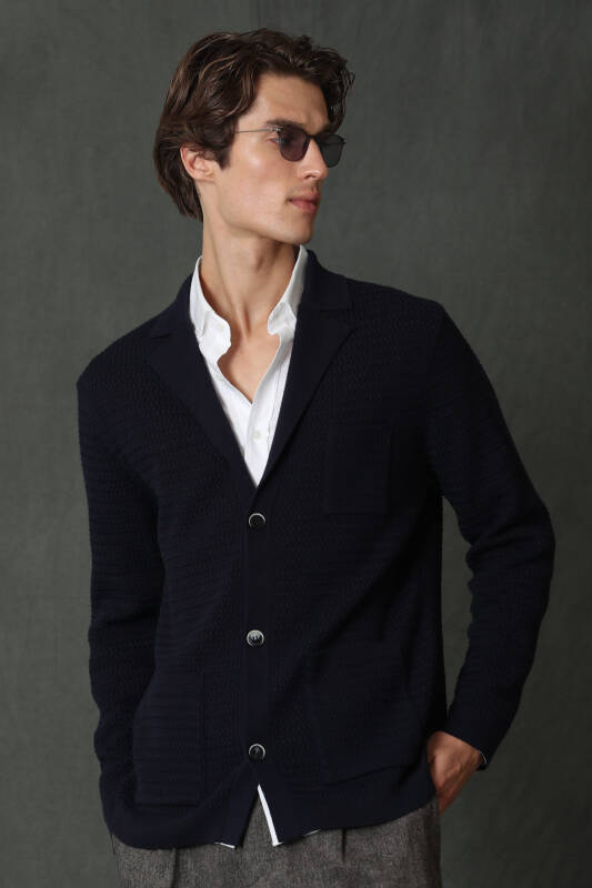 Peace Male Cardigan Navy - 2