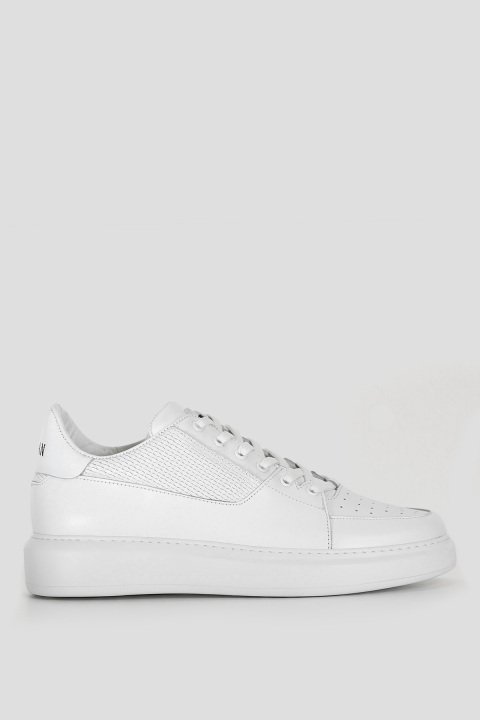 Perfetto Mens Leather Sneaker Shoes Whıte - Lufian