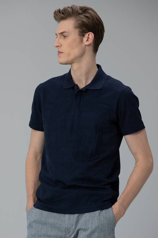 Perm Sports Polo Mens T - Shirt Navy - 1