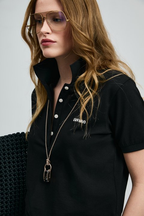 Anka Women's Polo T-Shirt Black - LUFIAN