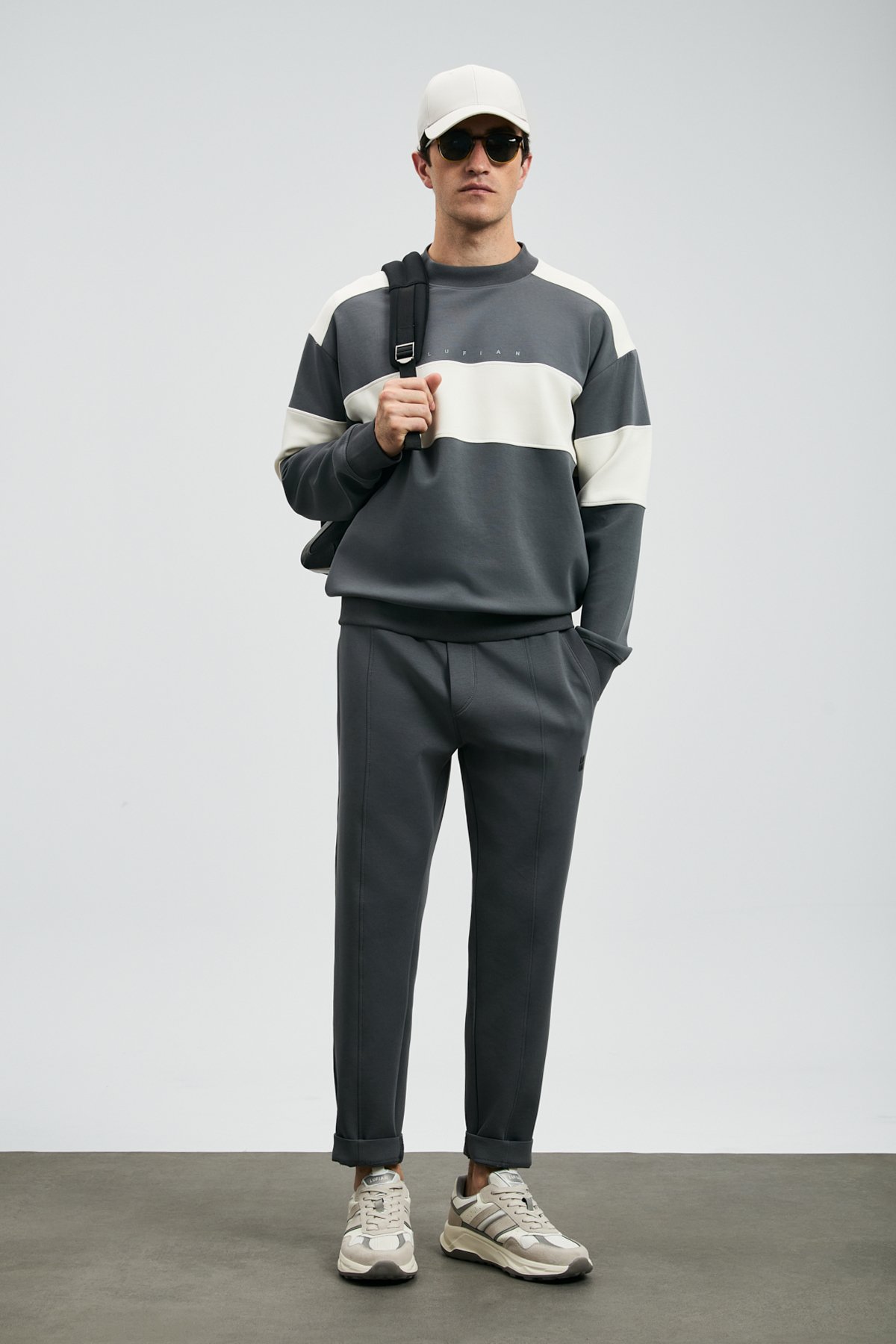 Pıeces Men's Sweatshirt Dark Gray - LUFIAN