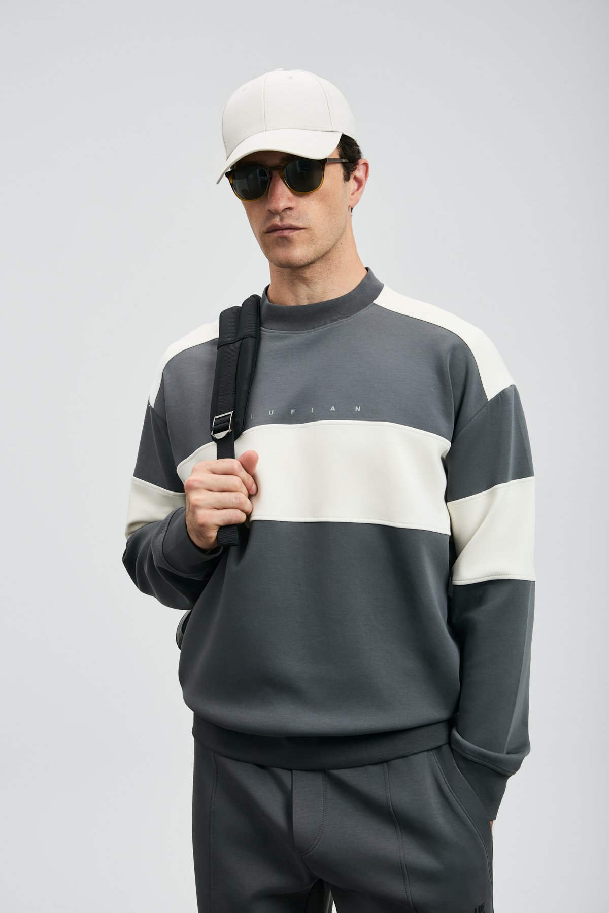 Pıeces Men's Sweatshirt Dark Gray - LUFIAN