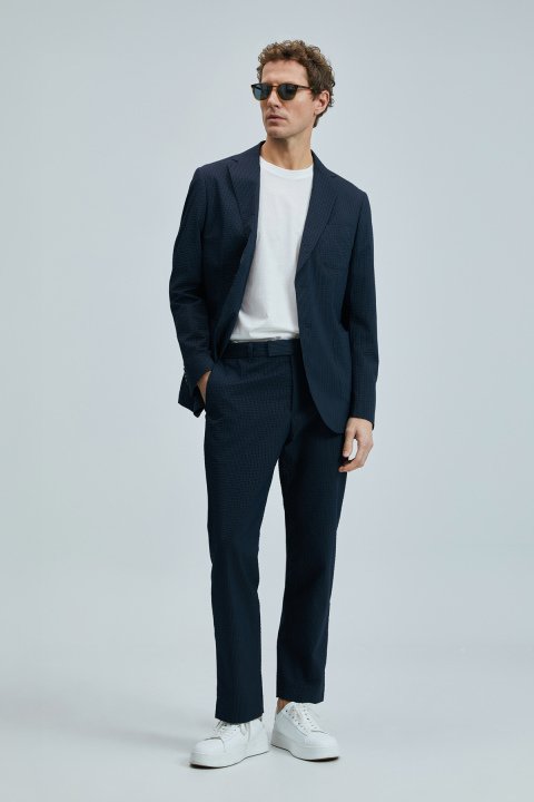 Piel Sports Men's Blazer Jacket Slim Fit Navy Blue - LUFIAN
