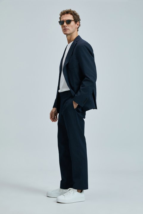 Piel Sports Men's Blazer Jacket Slim Fit Navy Blue - LUFIAN