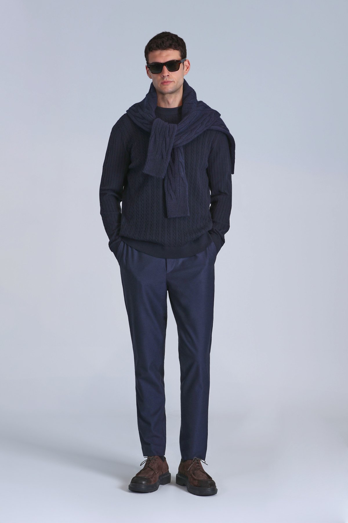 Pier Sports Mens Chino Pants Slım Fıt Navy - Lufian