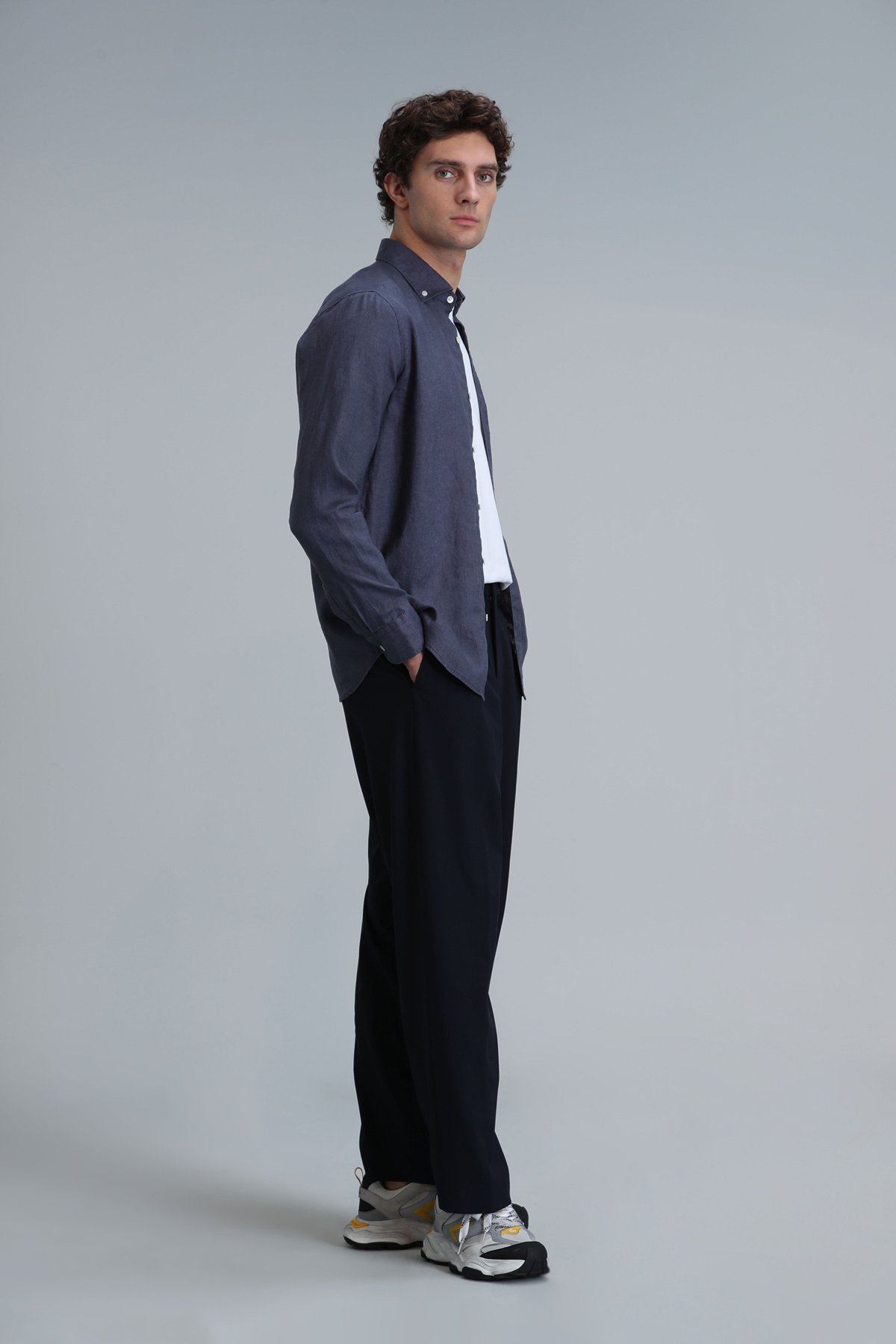 Pitaya Men's Linen Shirt Comfort Fit Anthracite - LUFIAN