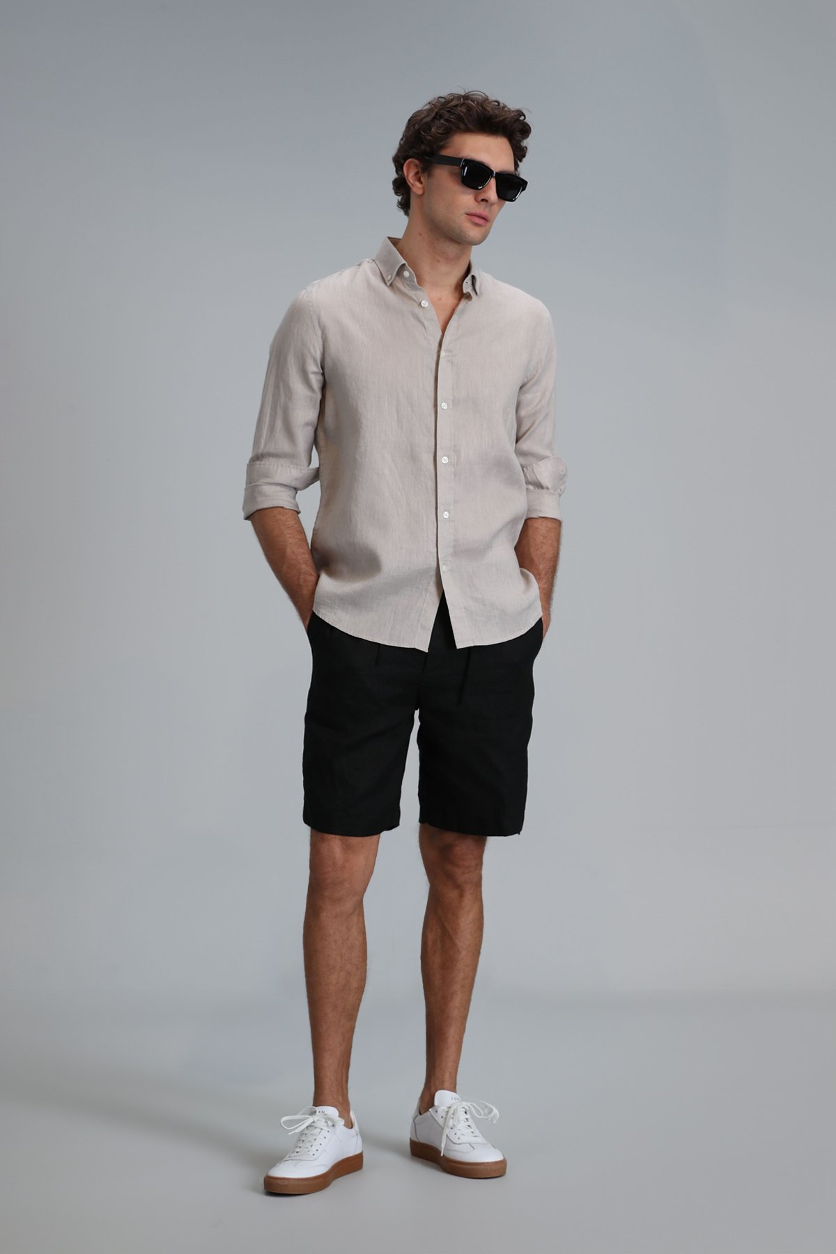 Pitaya Men's Linen Shirt Comfort Fit Beige - LUFIAN