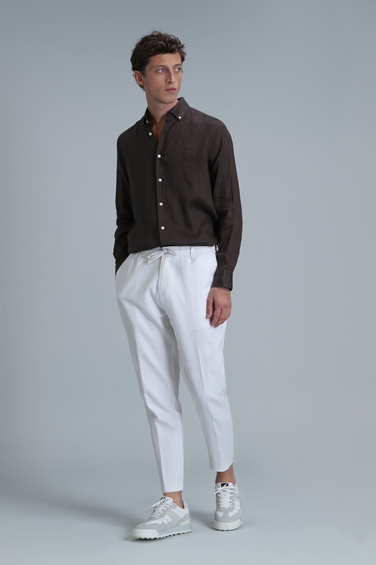 Pitaya Men's Linen Shirt Comfort Fit Brown - LUFIAN