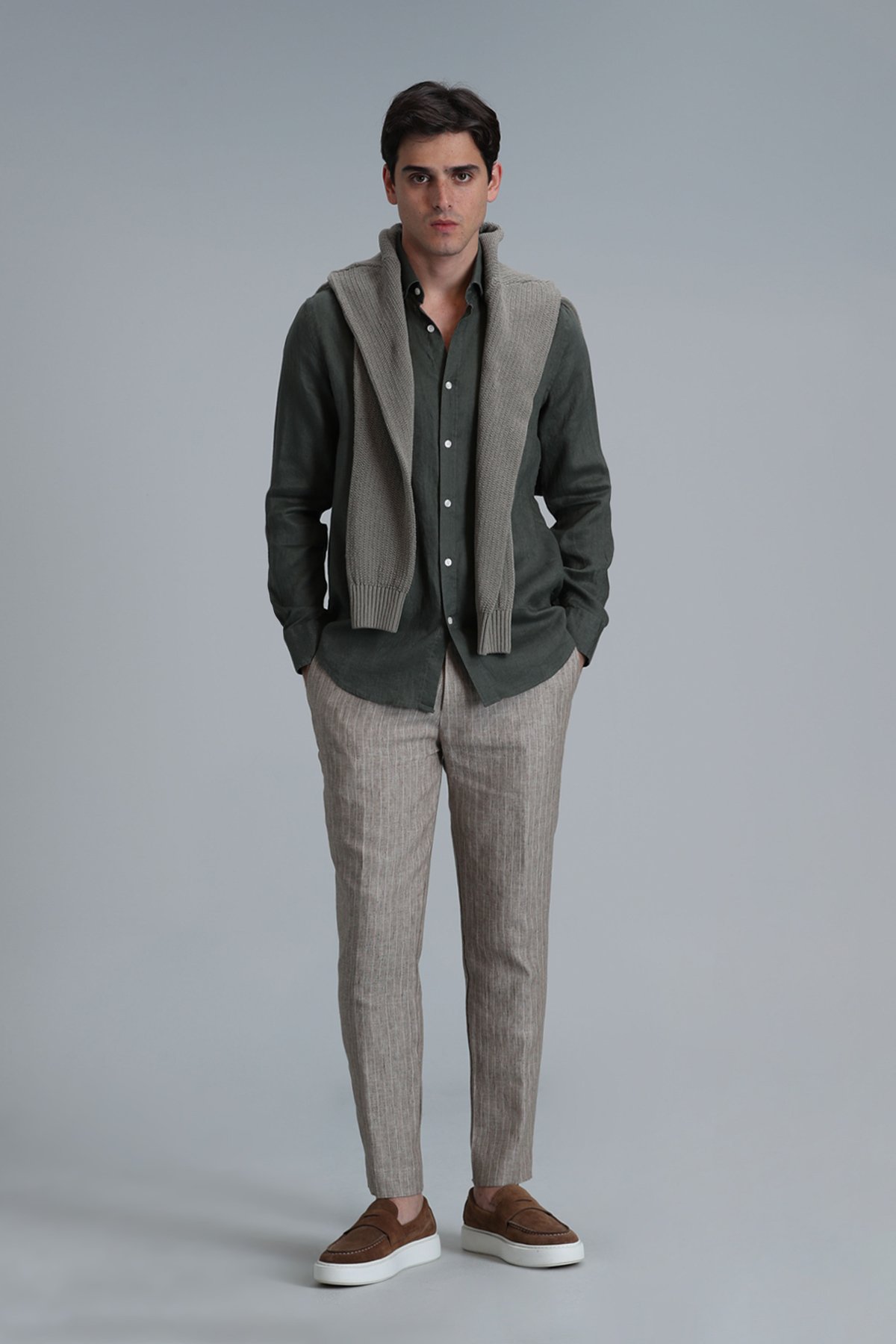 Pitaya Men's Linen Shirt Comfort Fit Khaki - LUFIAN (1)