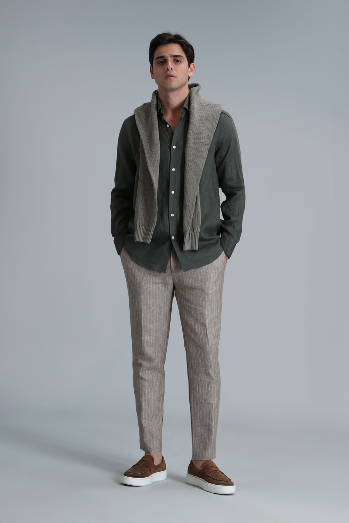 Pitaya Men's Linen Shirt Comfort Fit Khaki - LUFIAN
