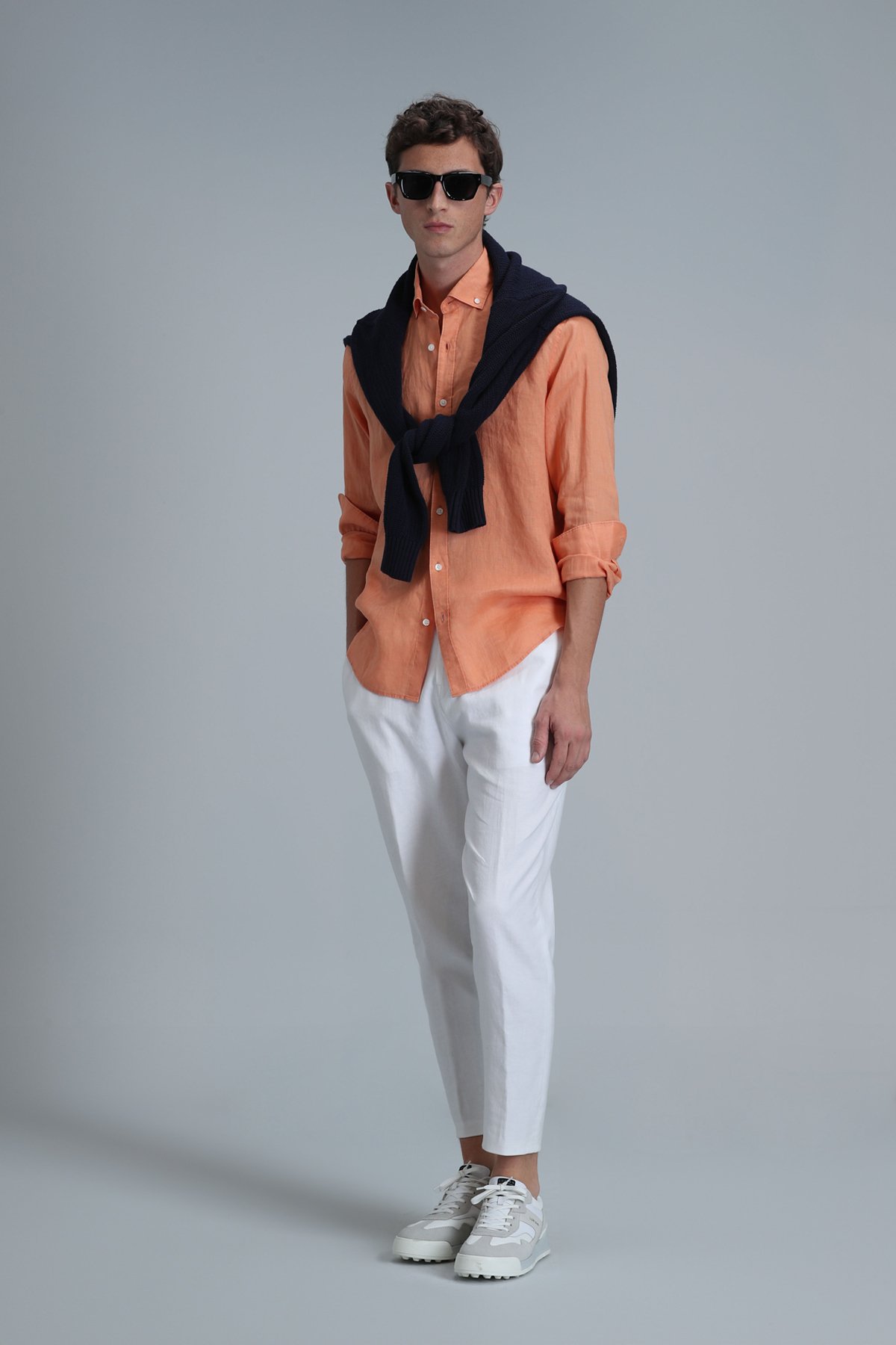 Pitaya Men's Linen Shirt Comfort Fit Orange - LUFIAN