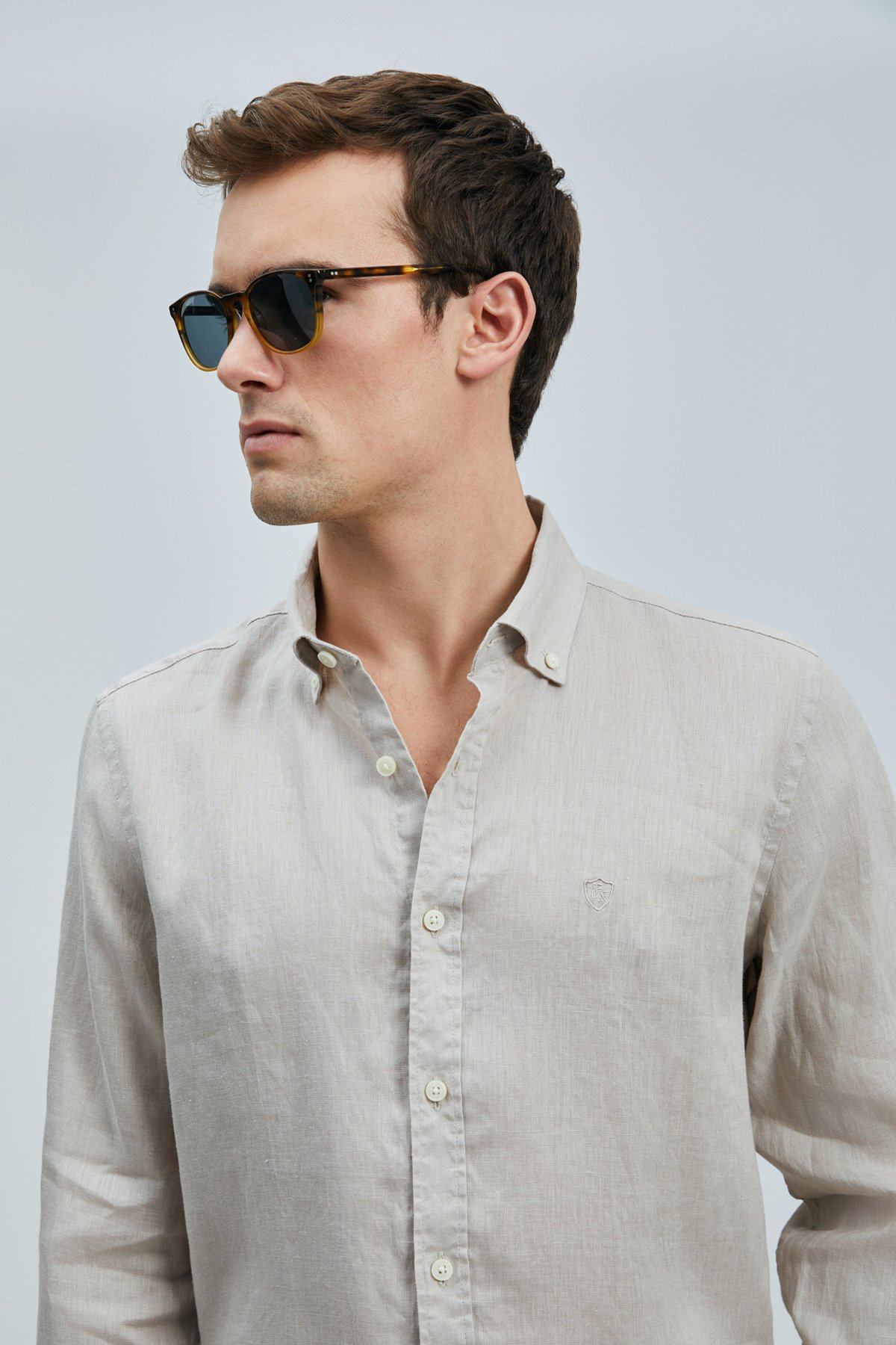 Pitaya Men's Linen Shirt Comfort Fit Beige - LUFIAN