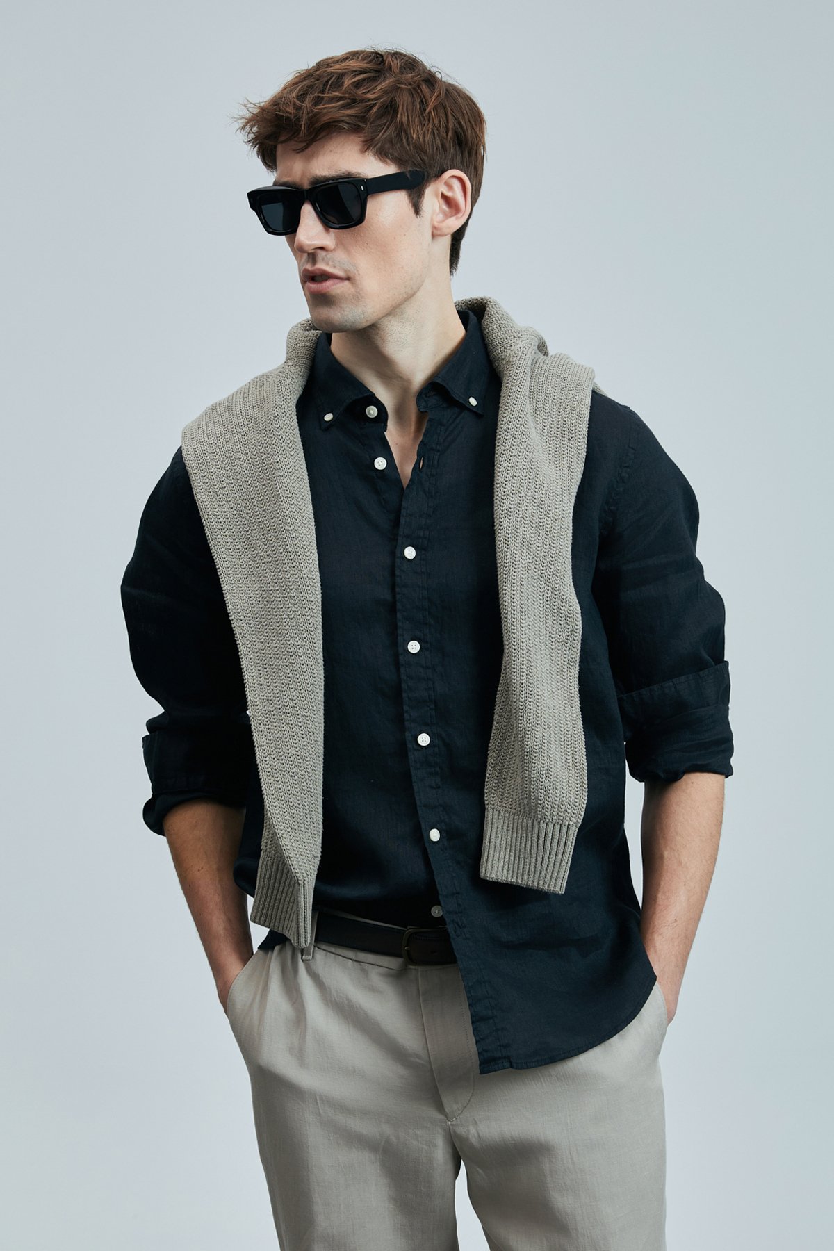 Pitaya Men's Linen Shirt Comfort Fit Black - LUFIAN