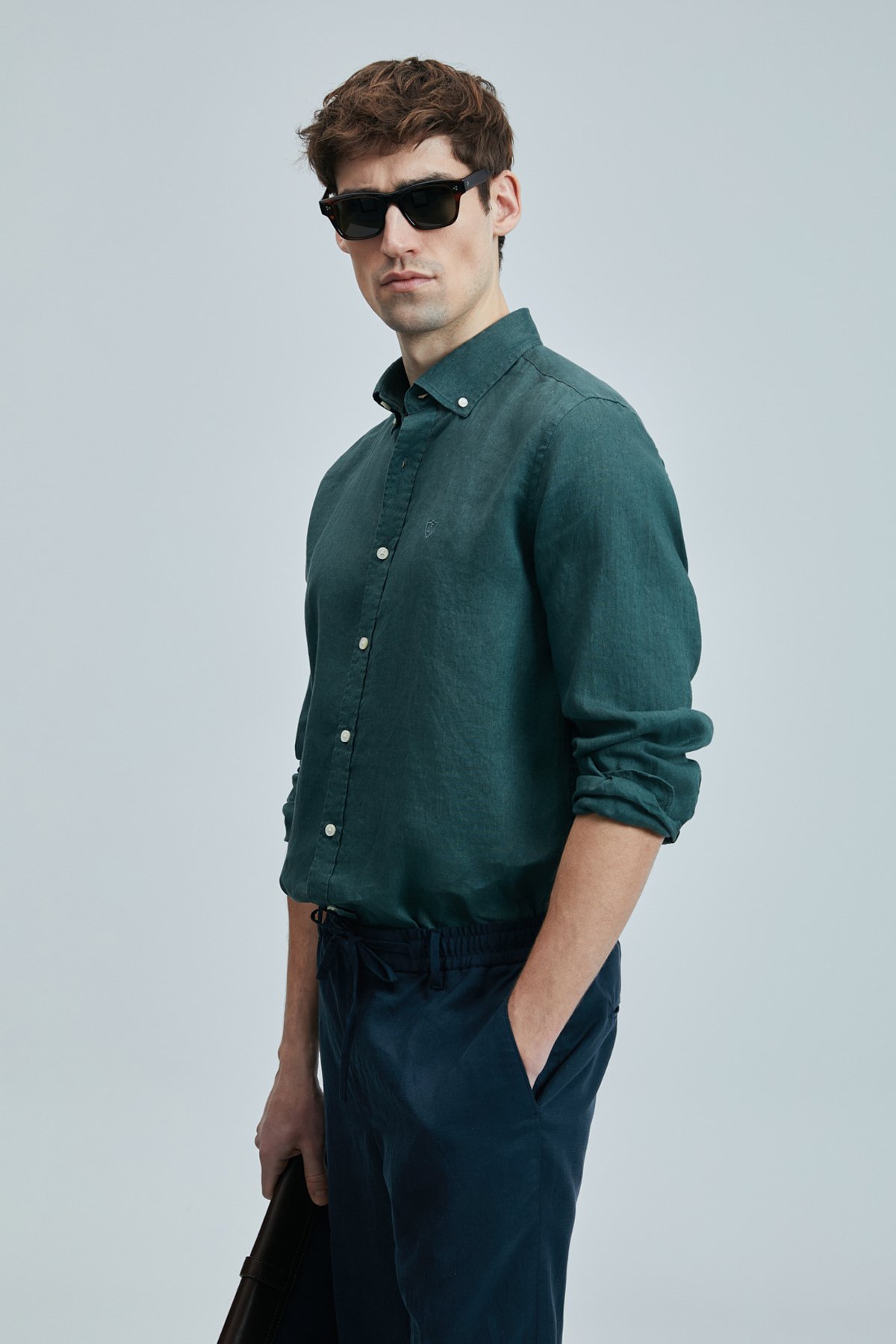 Pitaya Men's Linen Shirt Comfort Fit Green - LUFIAN