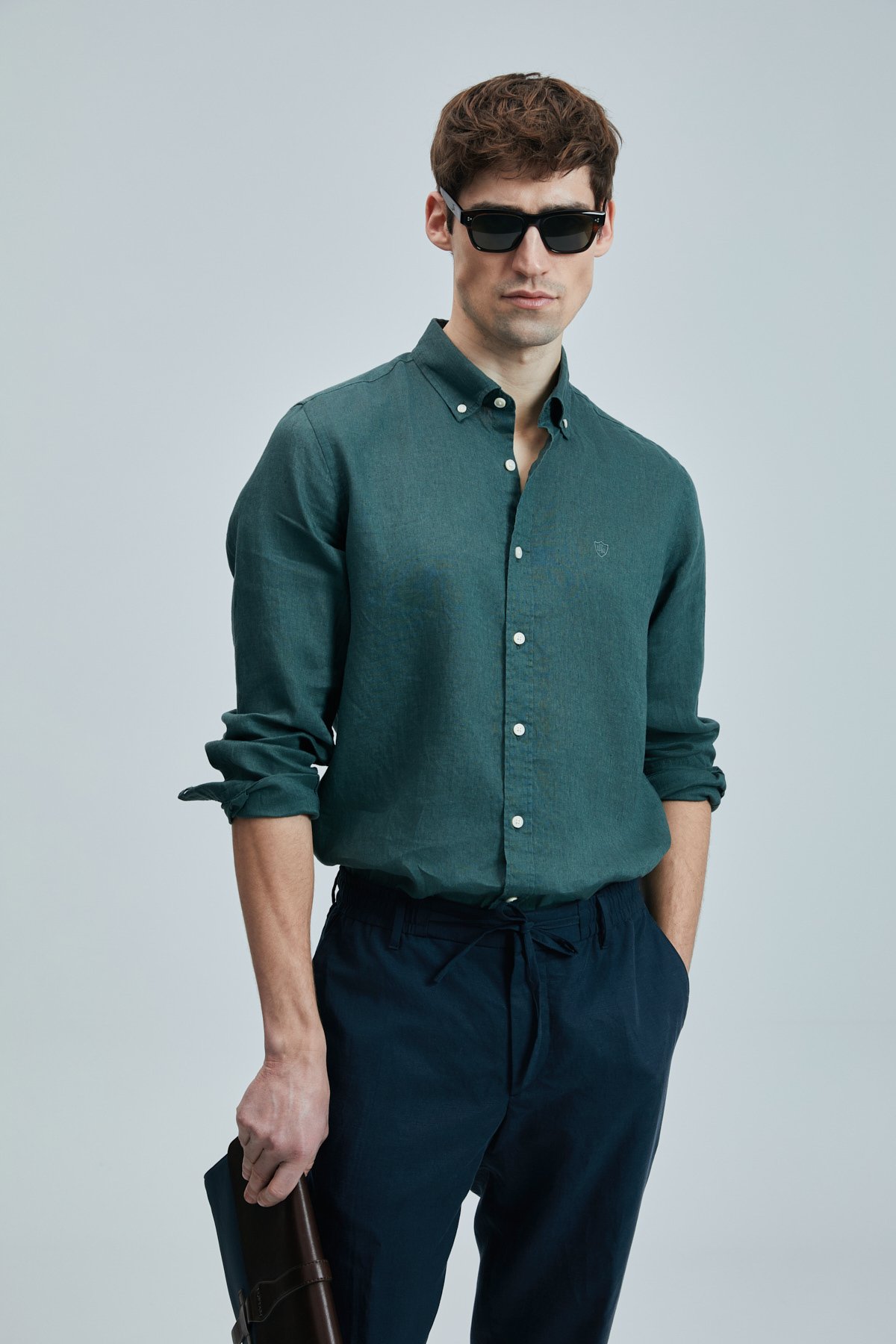 Pitaya Men's Linen Shirt Comfort Fit Green - LUFIAN