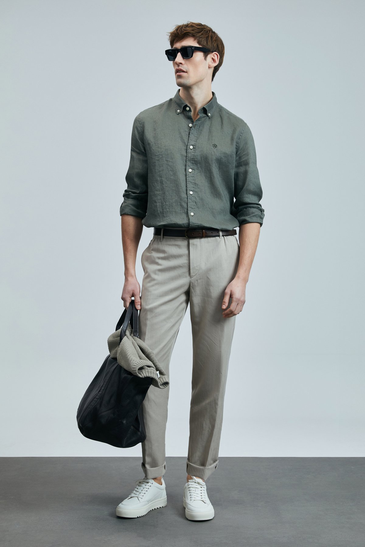 Pitaya Men's Linen Shirt Comfort Fit Khaki - LUFIAN
